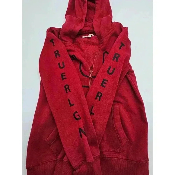 True Religion Boy's Size 7 Red Zip Up Hooded Jacket - Picture 4 of 6